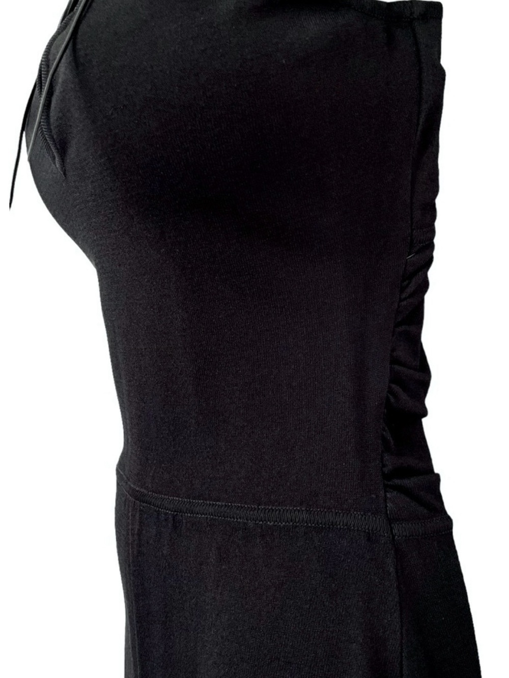 Vintage Gucci Black Sheath Dress Leather Lace-Up Neck Ruched Designer Dress Med - Picture 9 of 12